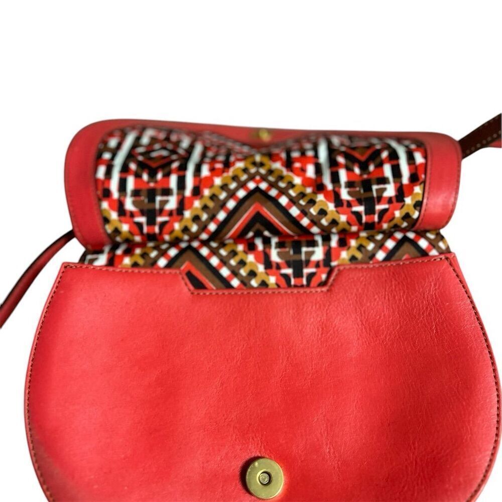 Vera Bradley Women's Leather Crossbody Purse Red Geometric‎ Pattern